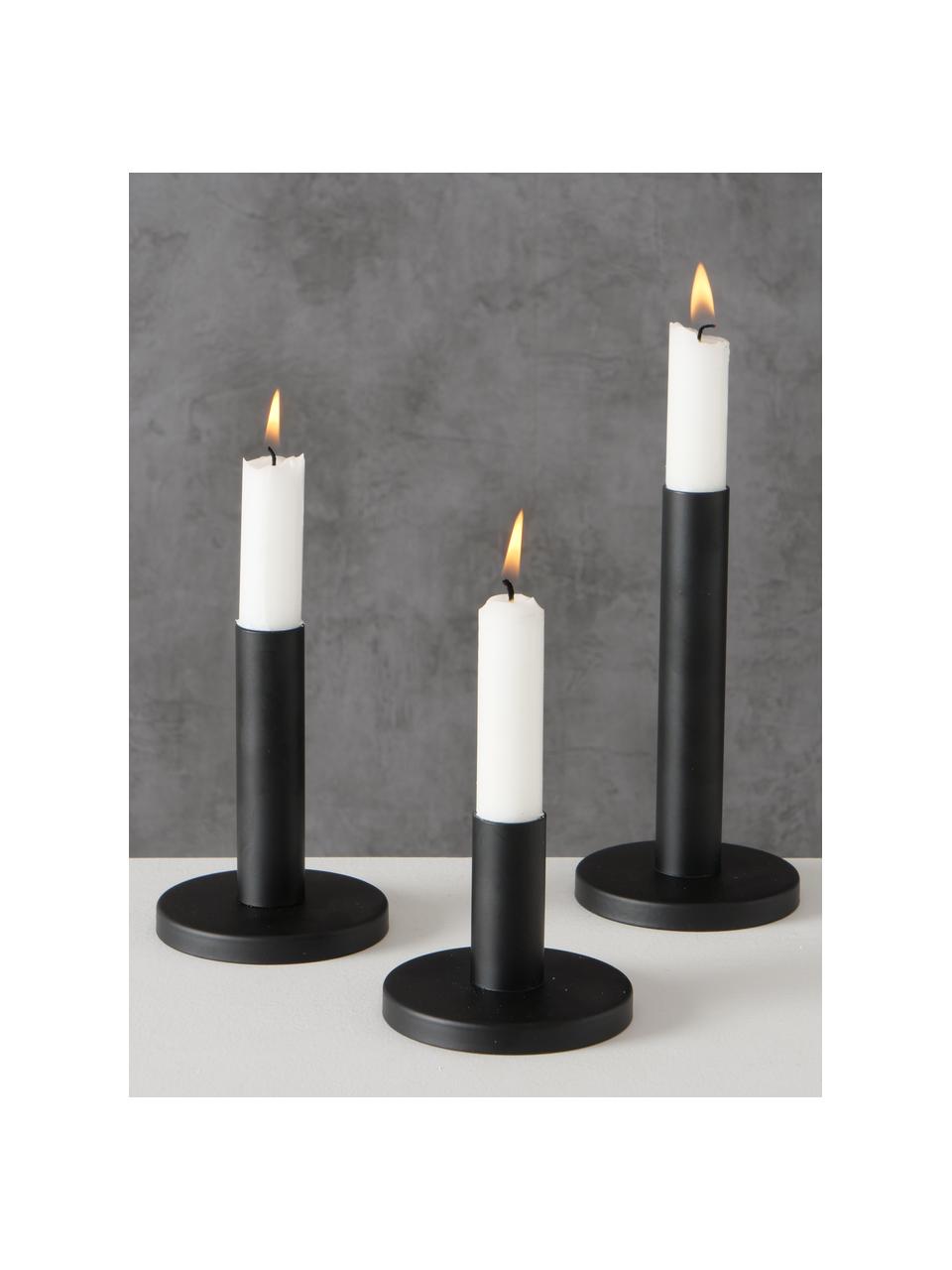 Kerzenhalter Malko, 3er-Set, Metall, beschichtet, Schwarz, Set mit verschiedenen Größen