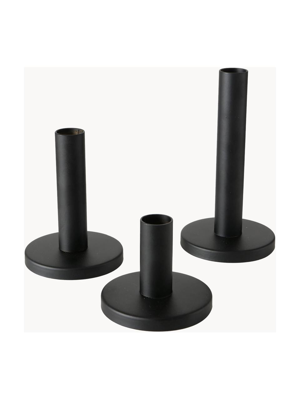 Set 3 candelabri Malko, Metallo rivestito, Nero, Set in varie misure