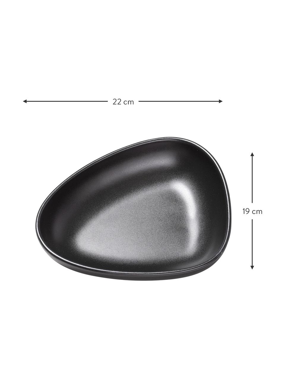 Handgefertigte Suppenteller Monaco, 4 Stück, Steingut, Schwarz, B 22 x H 5 cm