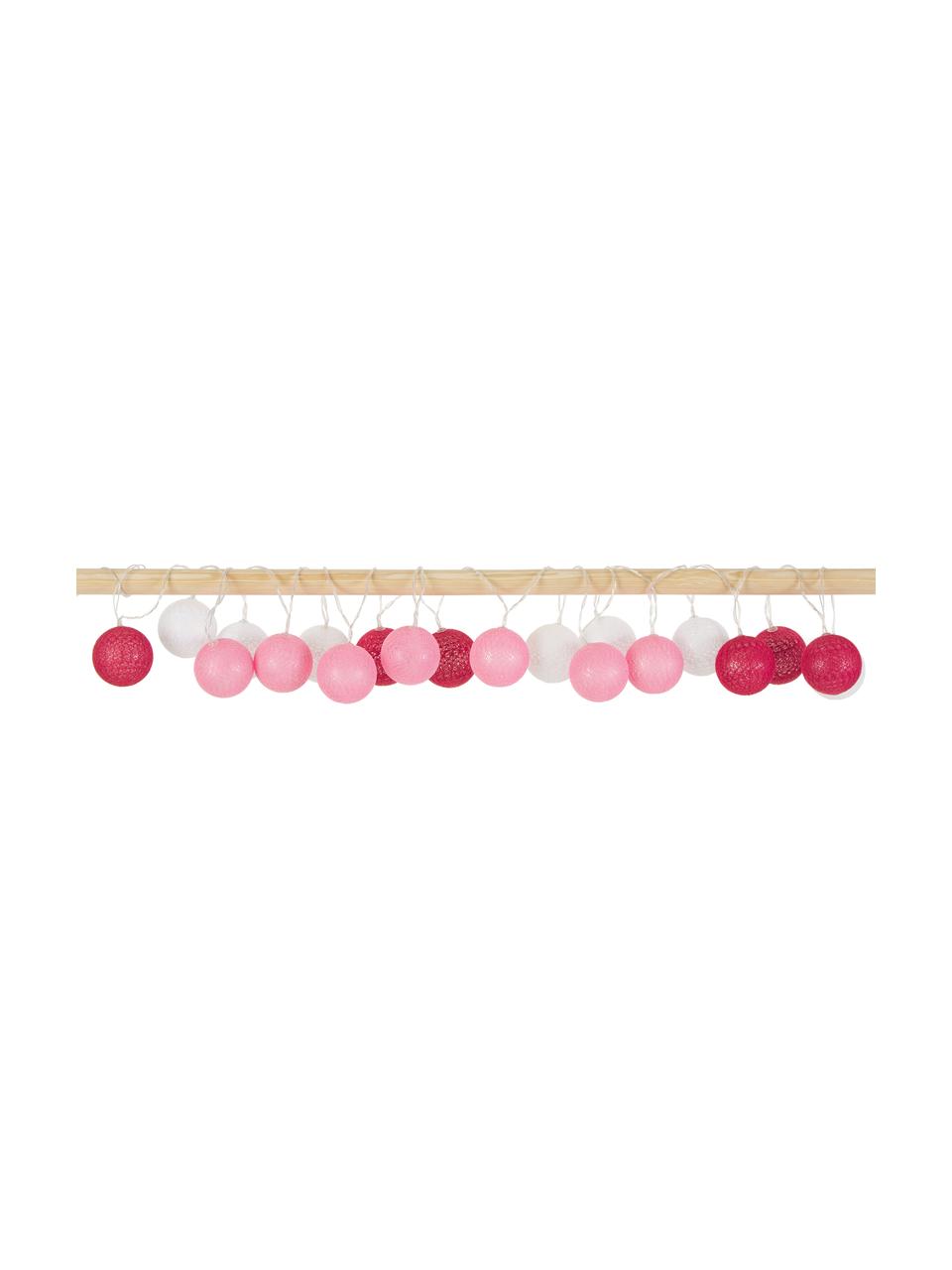 Ghirlanda  a LED Bellin, 320 cm, 20 lampioni, Lanterne: cotone, Rosa, rosso scuro, bianco, Lung. 320 cm