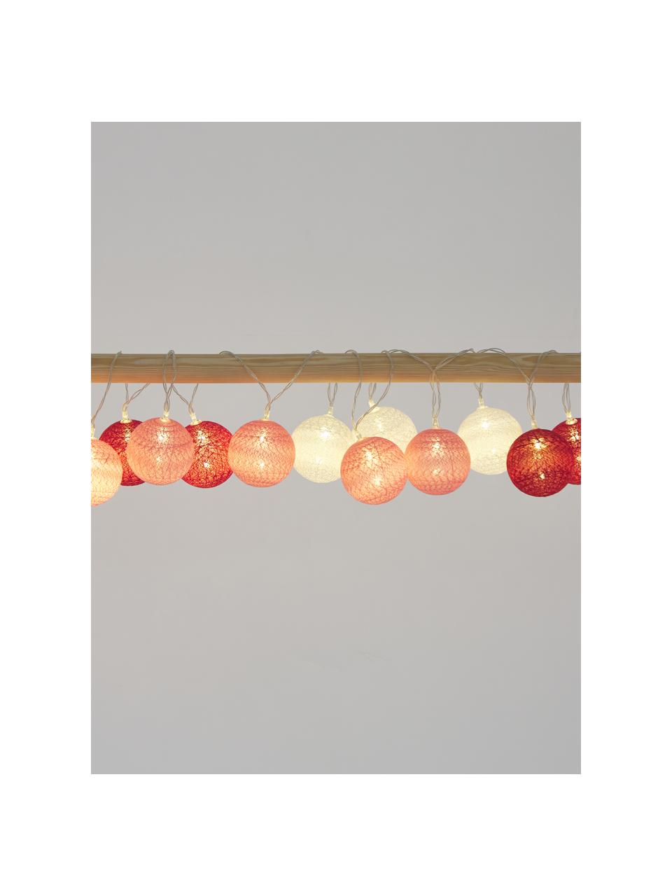 Ghirlanda  a LED Bellin, 320 cm, 20 lampioni, Lanterne: cotone, Rosa, rosso scuro, bianco, Lung. 320 cm