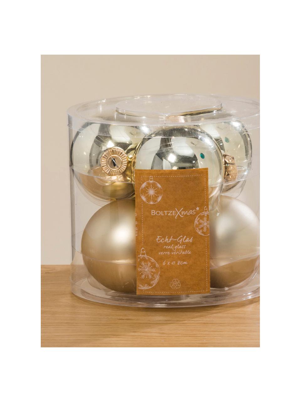 Kerstballenset Lorene, 6-delig, Mat en glanzend champagnekleurig, Ø 8 cm