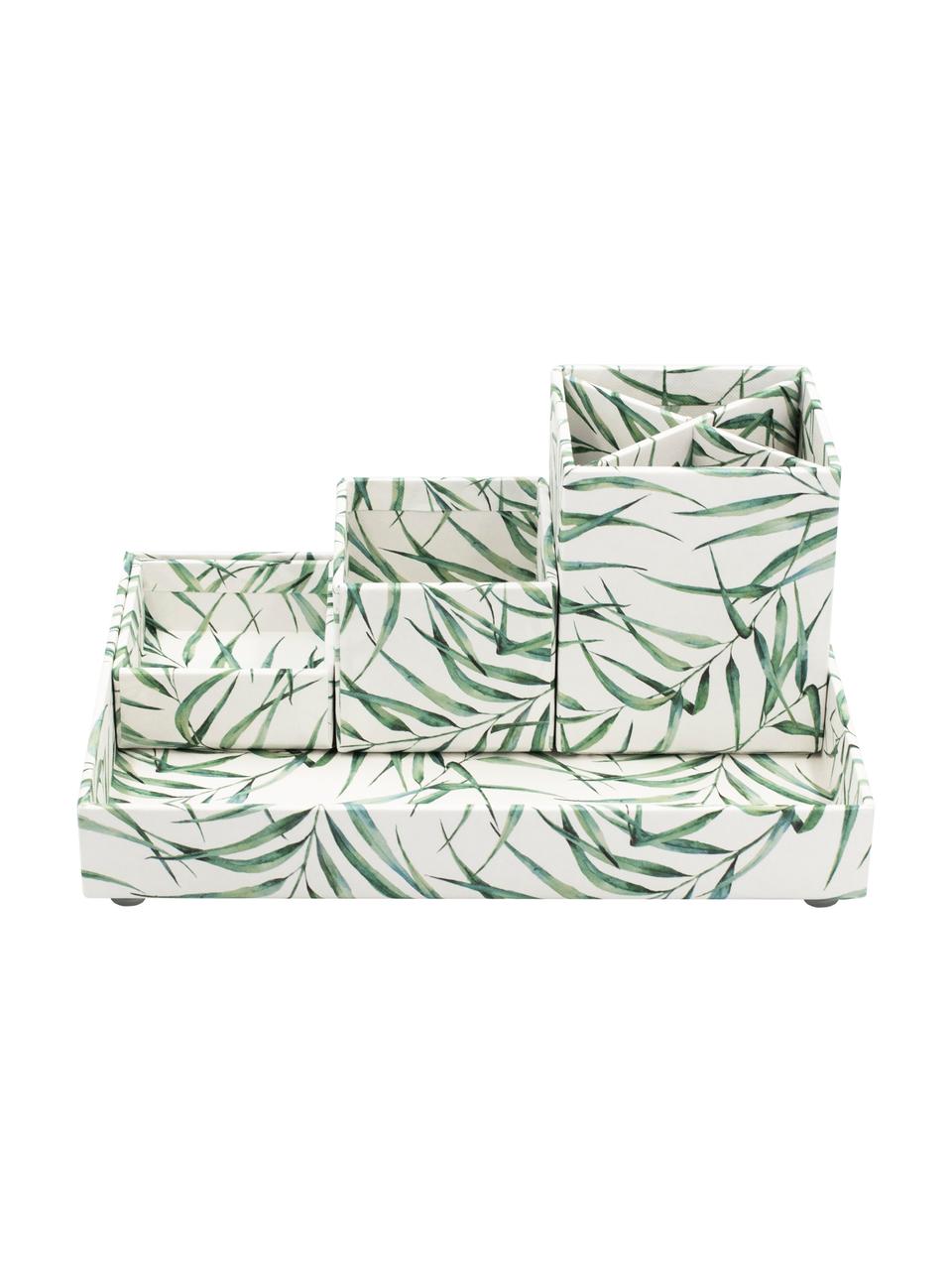 Organizador de escritorio Leaf, Cartón laminado macizo, Blanco, verde, Set de diferentes tamaños