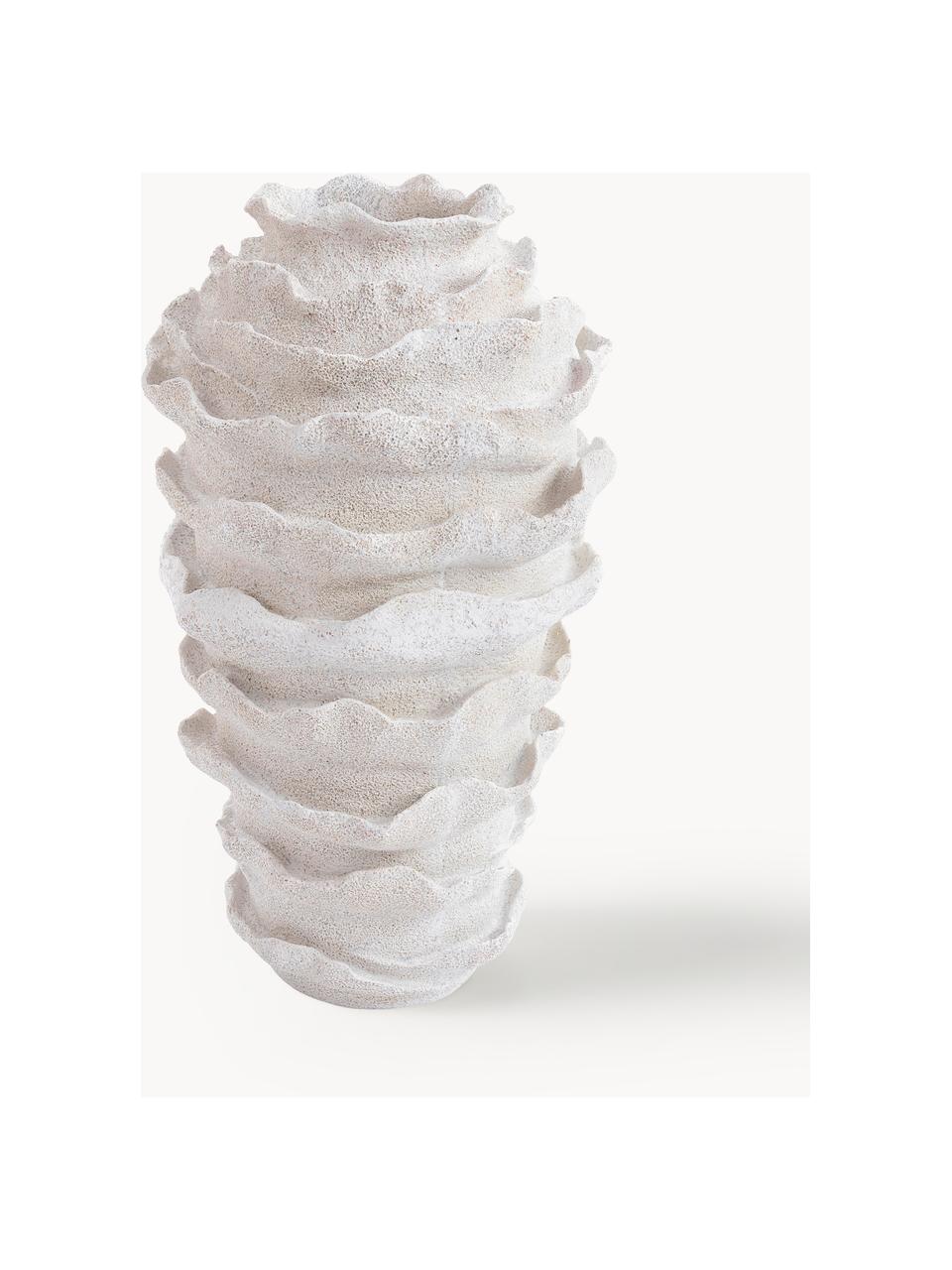 Grosse Design-Vase Pavo, H 73 cm, POLYRESIN, Off White mit Sand-Finish, B 43 x H 73 cm