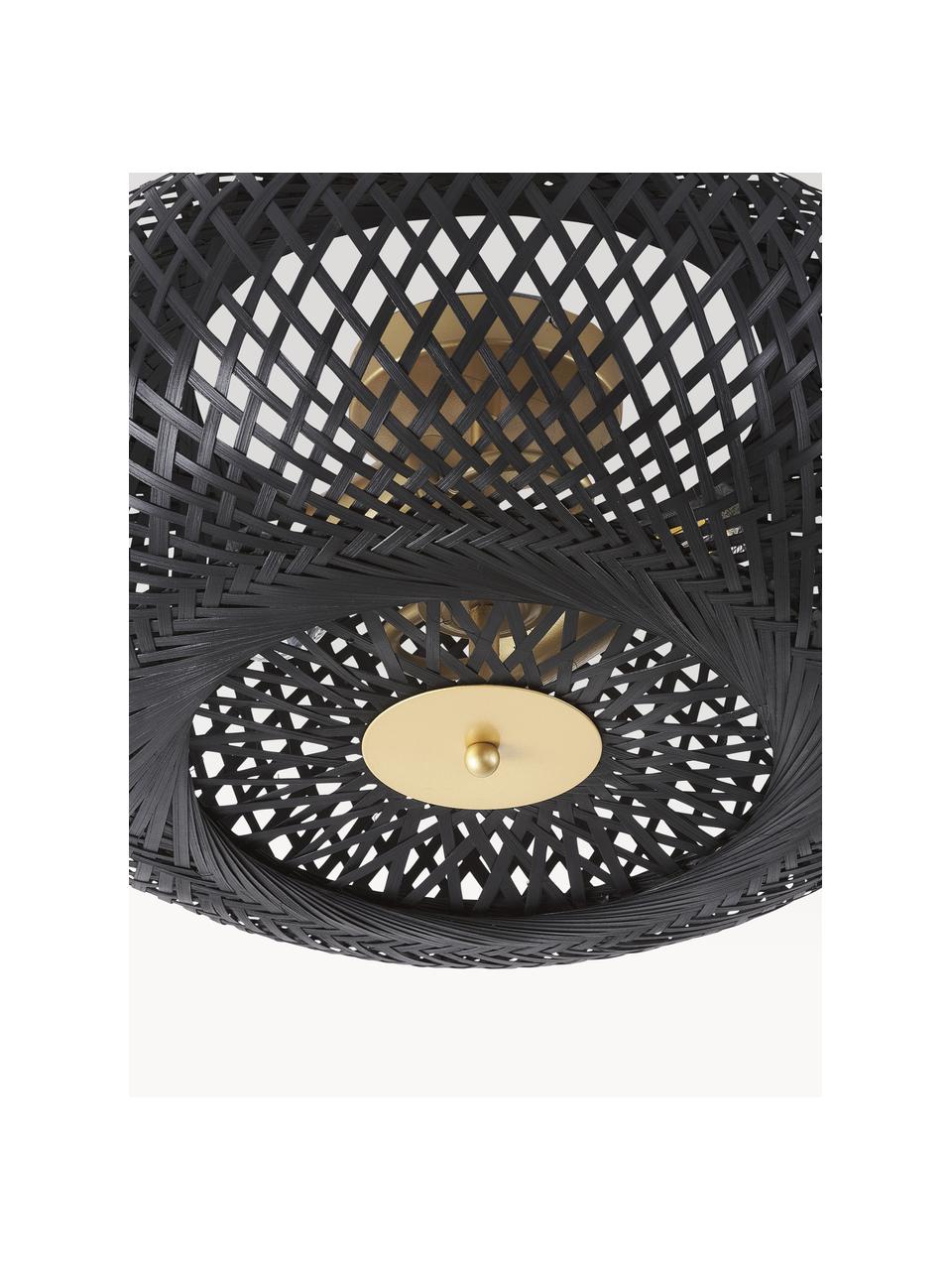 Dizajnová stropná lampa z bambusu Evelyn, Čierna, odtiene zlatej, Ø 50 x V 20 cm