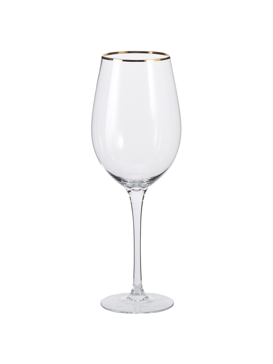 Copas de vino Chloe, 4 uds., Vidrio, Transparente, dorado, Ø 9 x Al 26 cm