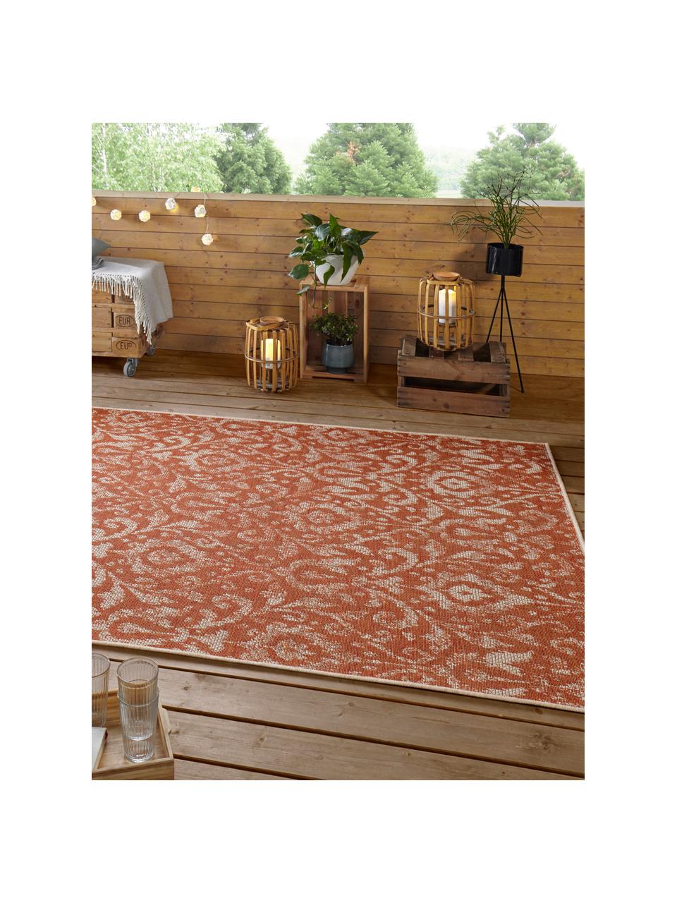 In- & Outdoor-Teppich Hatta im Vintage Look in Orange/Beige, 100% Polypropylen, Orangenrot, Beige, B 200 x L 290 cm (Größe L)