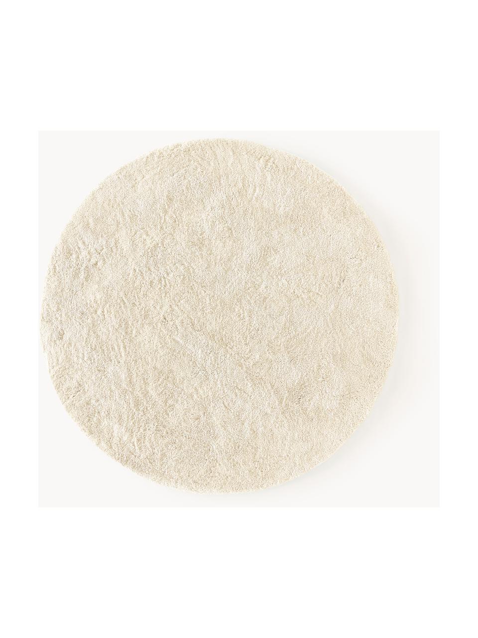 Okrągły puszysty dywan z długim włosiem Leighton, Kremowobiały, Ø 120 x W 3 cm (Rozmiar S)