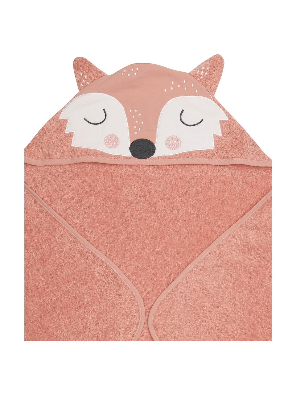 Ręcznik dla dzieci z bawełny organicznej Fox Frida, 100% bawełna organiczna, Blady różowy, biały, czarny, S 80 x D 80 cm