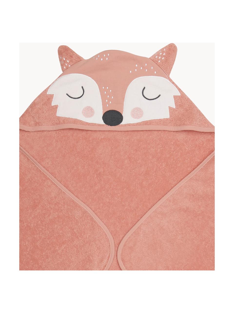 Babyhanddoek Fox van biokatoen, 100% biokatoen, Koraalrood, B 80 x L 80 cm