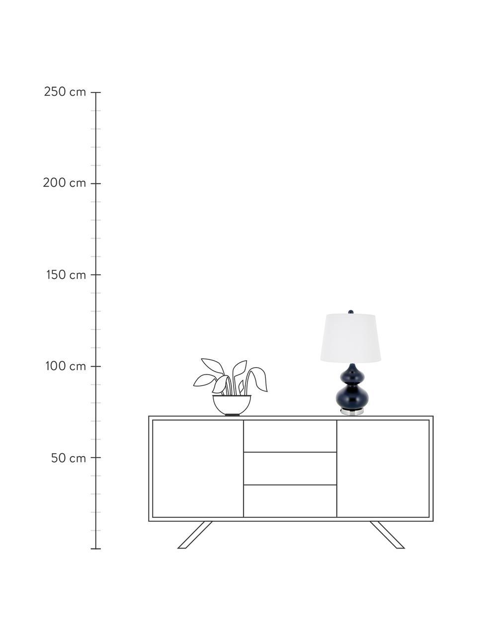 Grosse Tischlampen Felicitas, 2 Stück, Lampenschirm: Baumwolle, Sockel: Metall, Blau, Ø 35 x H 58 cm