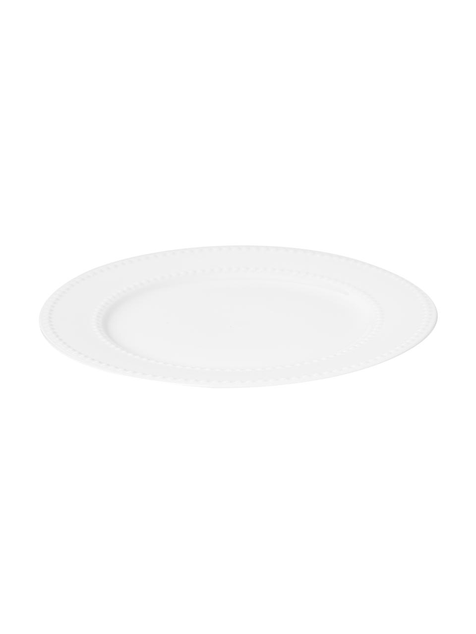 Assiettes plates en porcelaine Pearl, 6 pièces, Porcelaine, Blanc, Ø 27 x haut. 2 cm