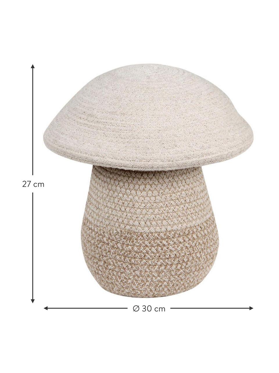 Handgefertigter Kinder-Aufbewahrungskorb Mushroom, H 27 cm, 97 % Baumwolle, 3 % Kunstfaser, Cremeweiss, Beigetöne, Ø 30 x H 27 cm