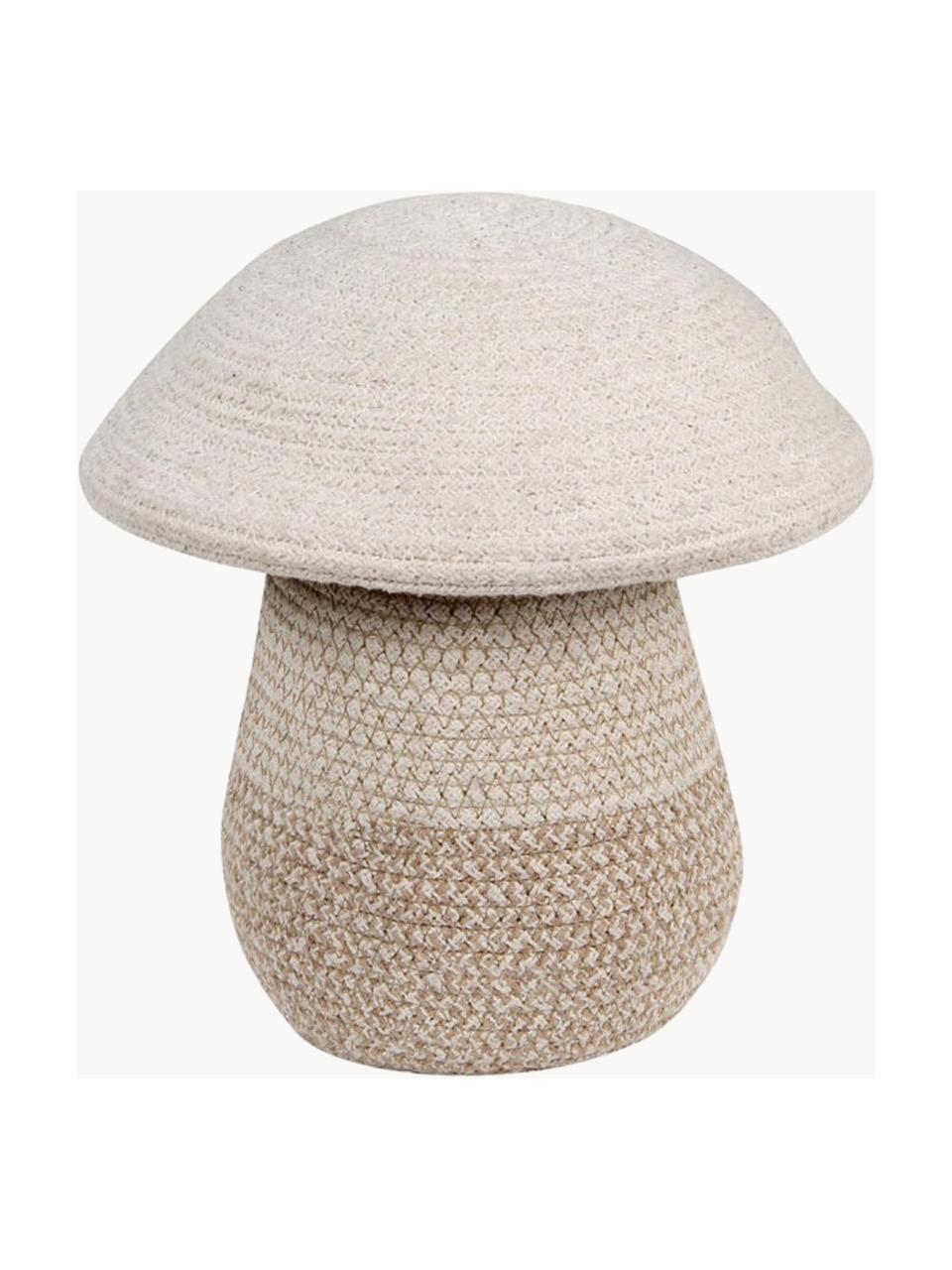 Panier de rangement artisanal pour enfants Mushroom, haut. 27 cm, 97 % coton, 3 % fibres synthétiques, Blanc crème, tons beiges, Ø 30 x haut. 27 cm