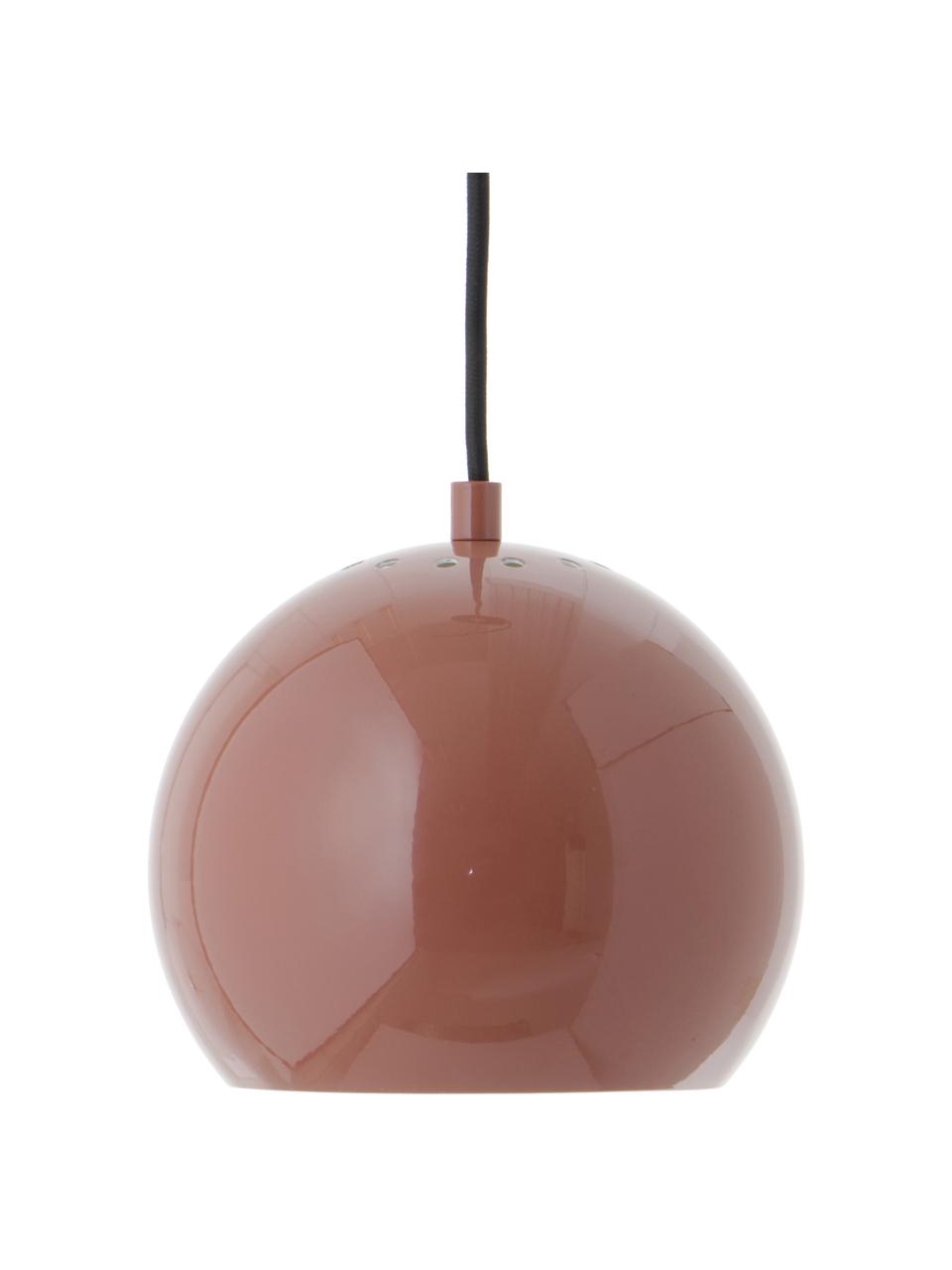 Kleine bolvormige hanglamp Ballbraun, Lampenkap: gecoat metaal, Baldakijn: gecoat metaal, Roodbruin, Ø 18 x H 16 cm