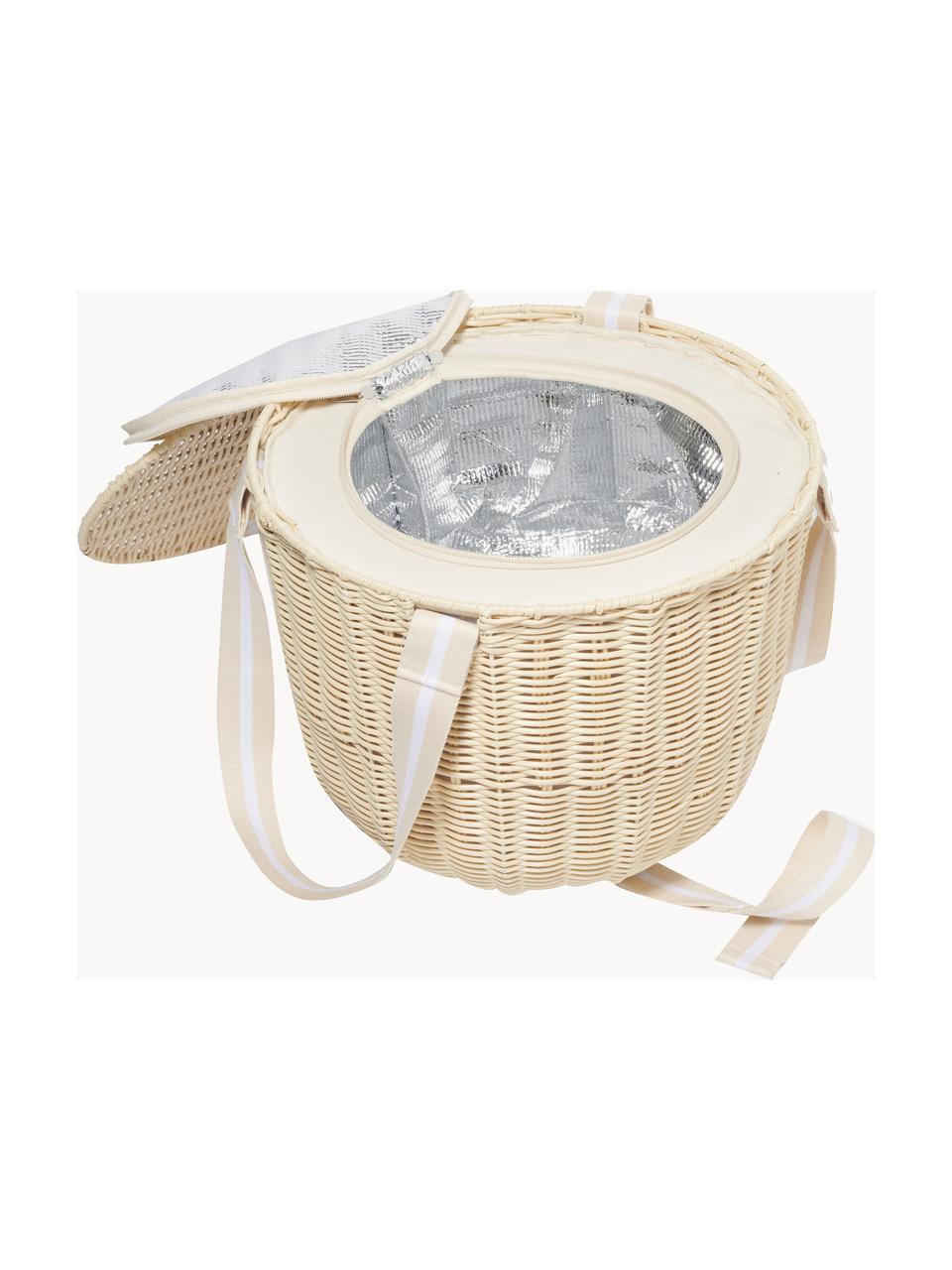 Piknikowy kosz termiczny Le Weekend, Stelaż: metal powlekany, Biały, jasny beżowy, Ø 37 x 30 cm