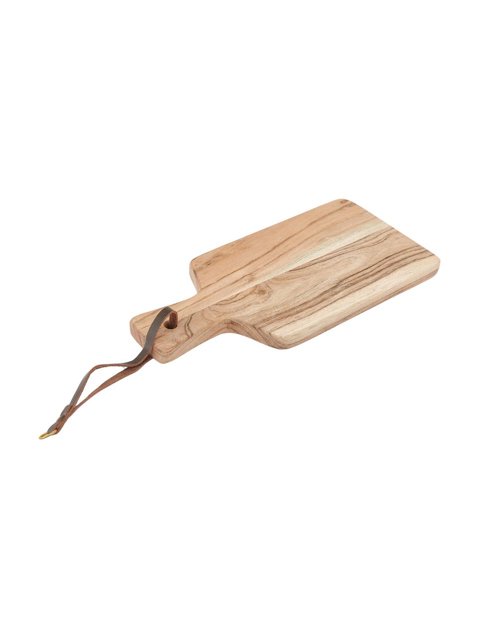 Tabla de cortar de madera Acacia, diferentes tamaños, Correa: cuero, Acacia, L 30 x An 15 cm