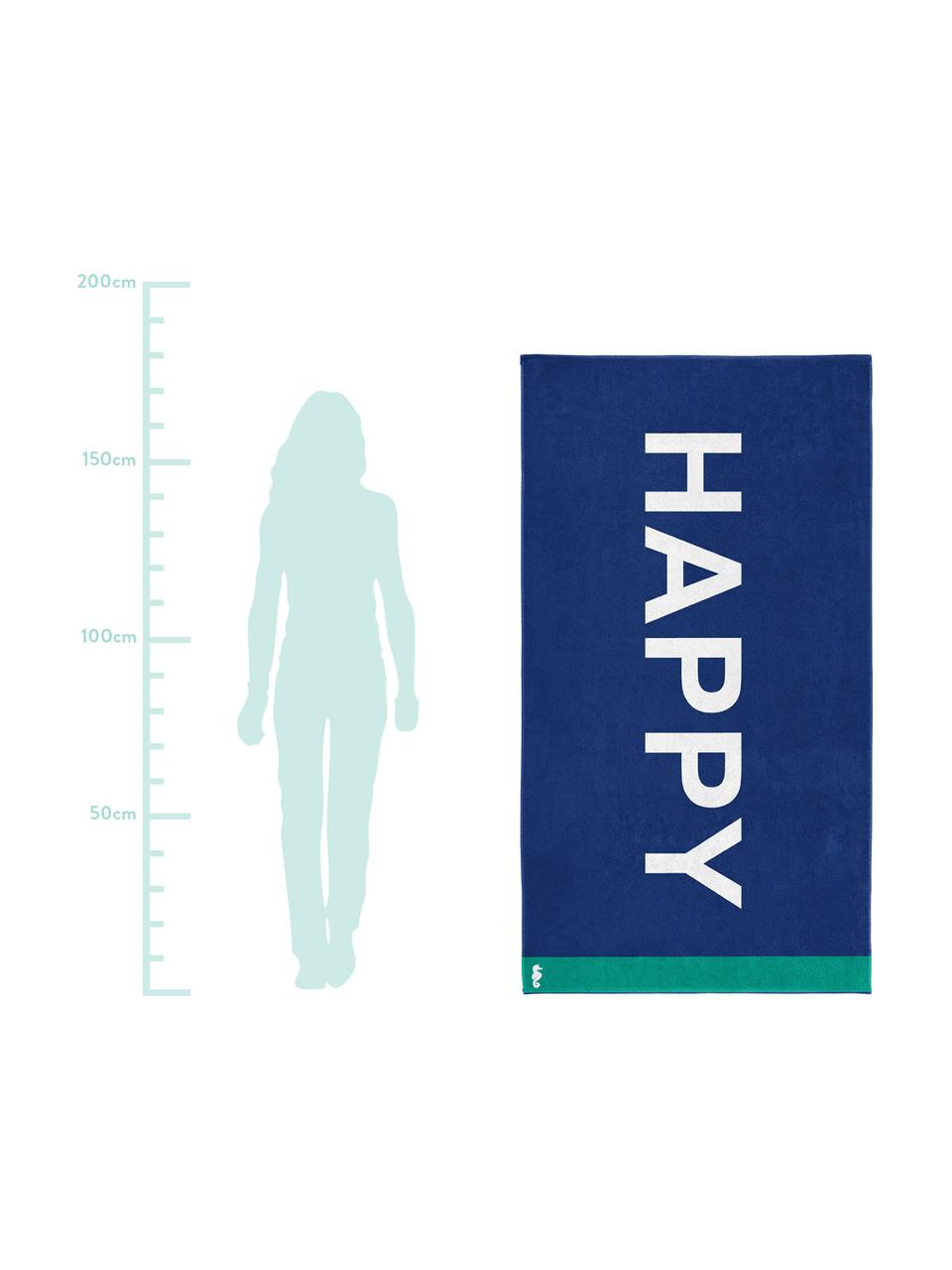 Telo mare Happy, Velour (cotone)
Qualità del tessuto di peso medio, 420 g/m², Blu, bianco, verde, P 100 x L 180 cm