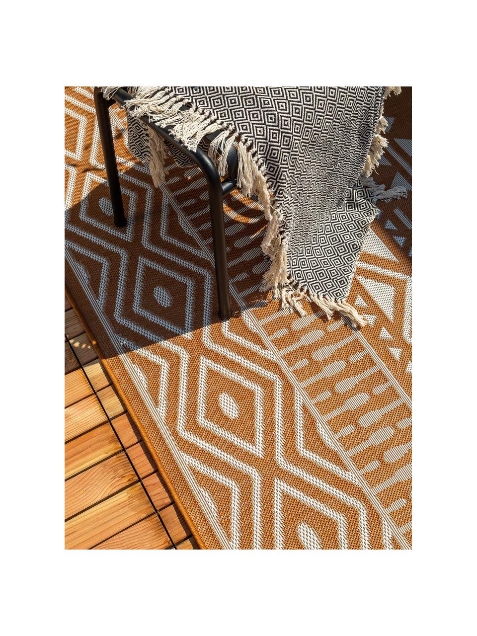 Alfombra de interior/exterior Nillo, estilo étnico, 100% polietileno, Naranja, crema, An 120 x L 170 cm (Tamaño S)