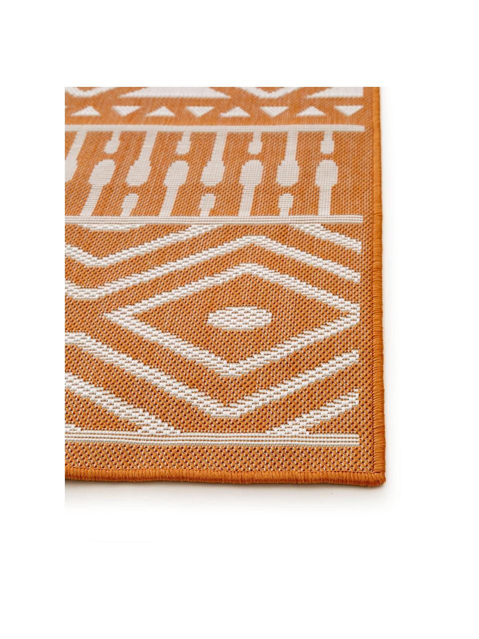 In- & Outdoor-Teppich Nillo mit Ethnomuster, 100% Polyethylen, Orange, Creme, B 120 x L 170 cm (Größe S)