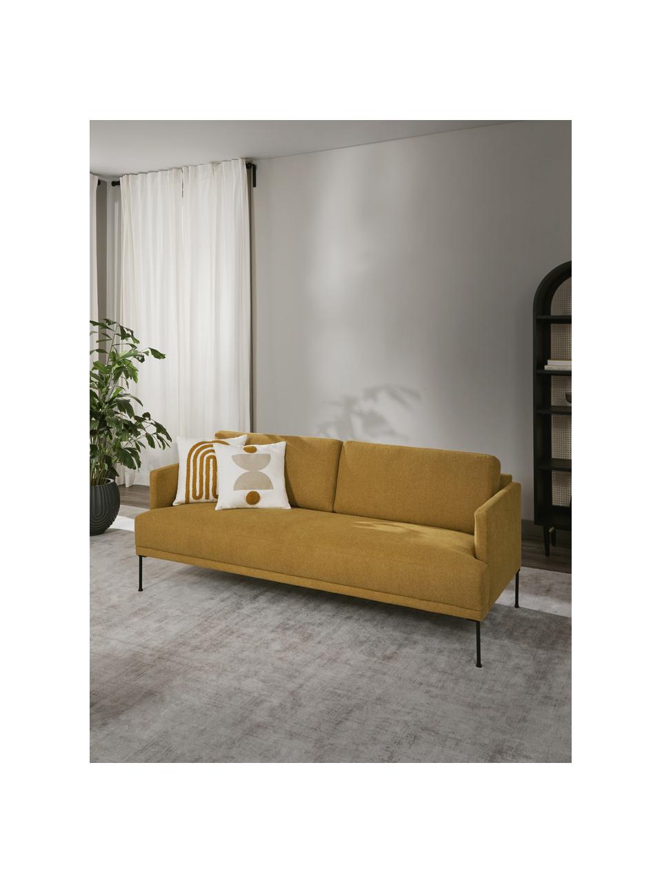 Pohovka Fluente s kovovými nohami (3-miestna), Okrovožltá, Š 196 x H 85 cm