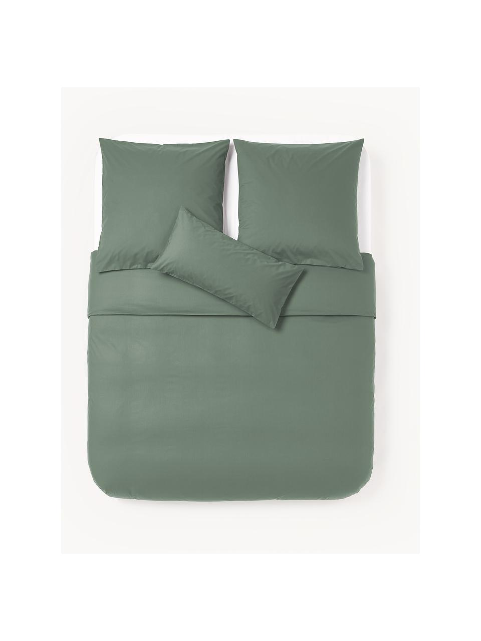 Housse de couette en percale de coton Elsie, Vert foncé, larg. 200 x long. 200 cm
