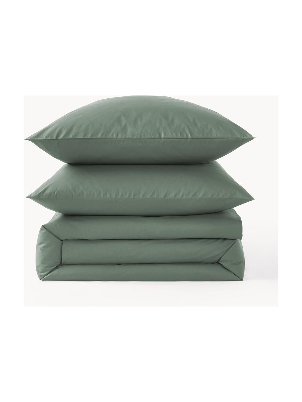 Housse de couette en percale de coton Elsie, Vert foncé, larg. 200 x long. 200 cm