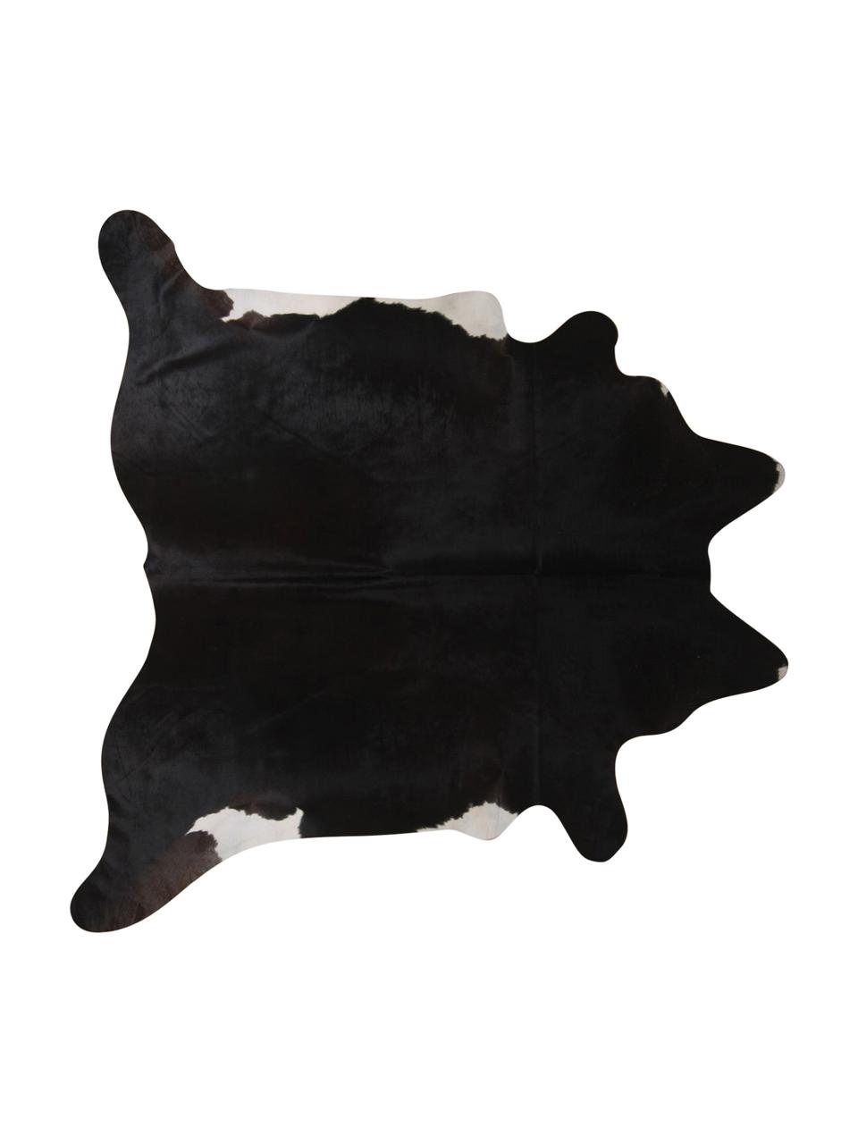 Dywan ze skóry bydlęcej Virgo, Skóra bydlęca, Czarny, biały, Unikatowa skóra bydlęca 969, 160 x 180 cm