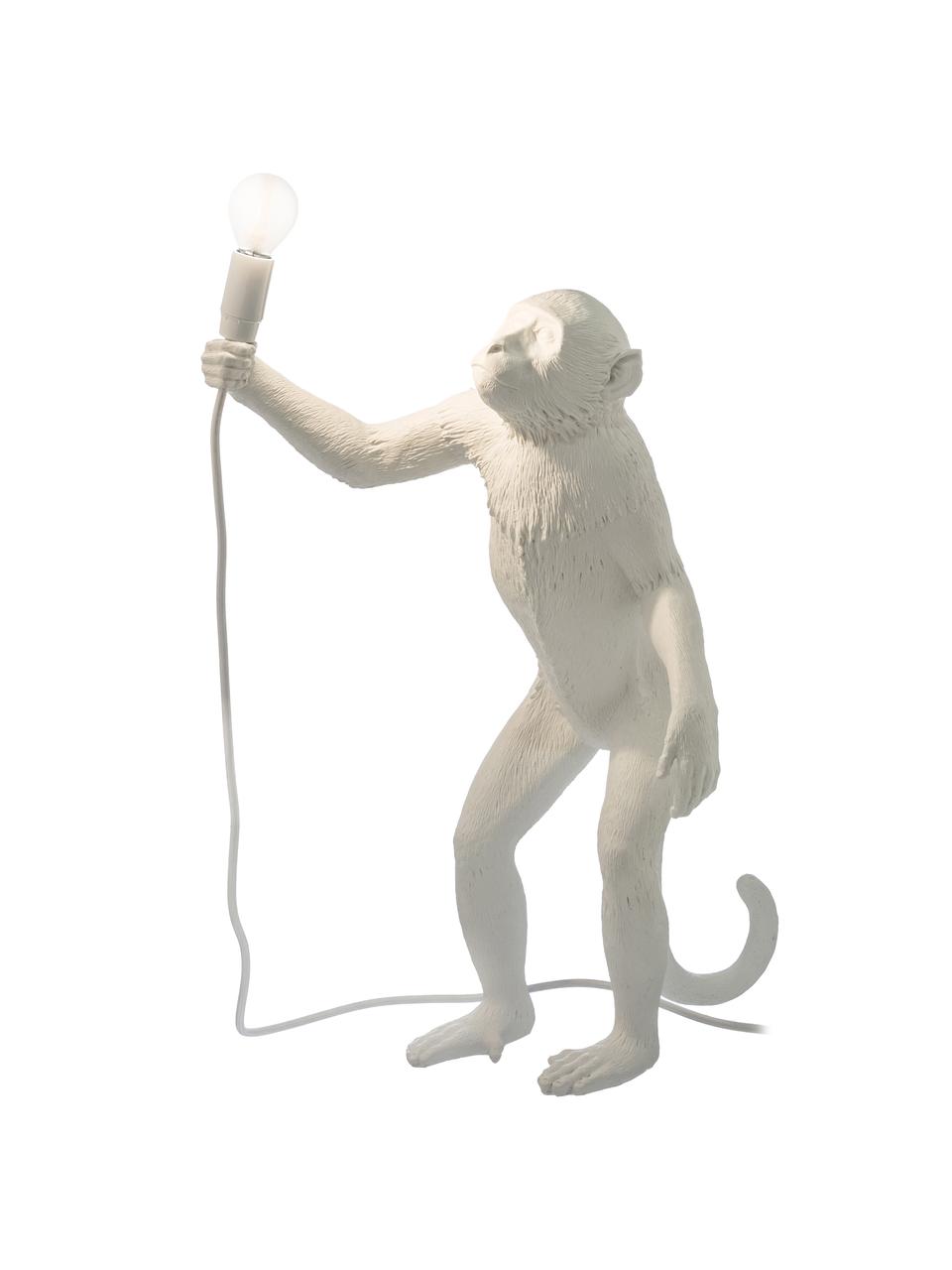 Lámpara de mesa grande de diseño Monkey, Lámpara: resina, Cable: plástico, Blanco, An 46 x Al 54