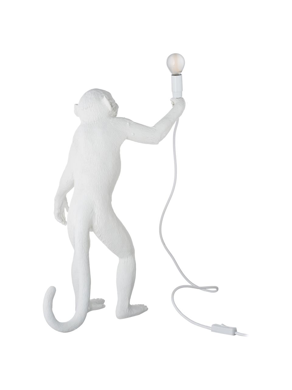 Lámpara de mesa grande de diseño Monkey, Lámpara: resina, Cable: plástico, Blanco, An 46 x Al 54