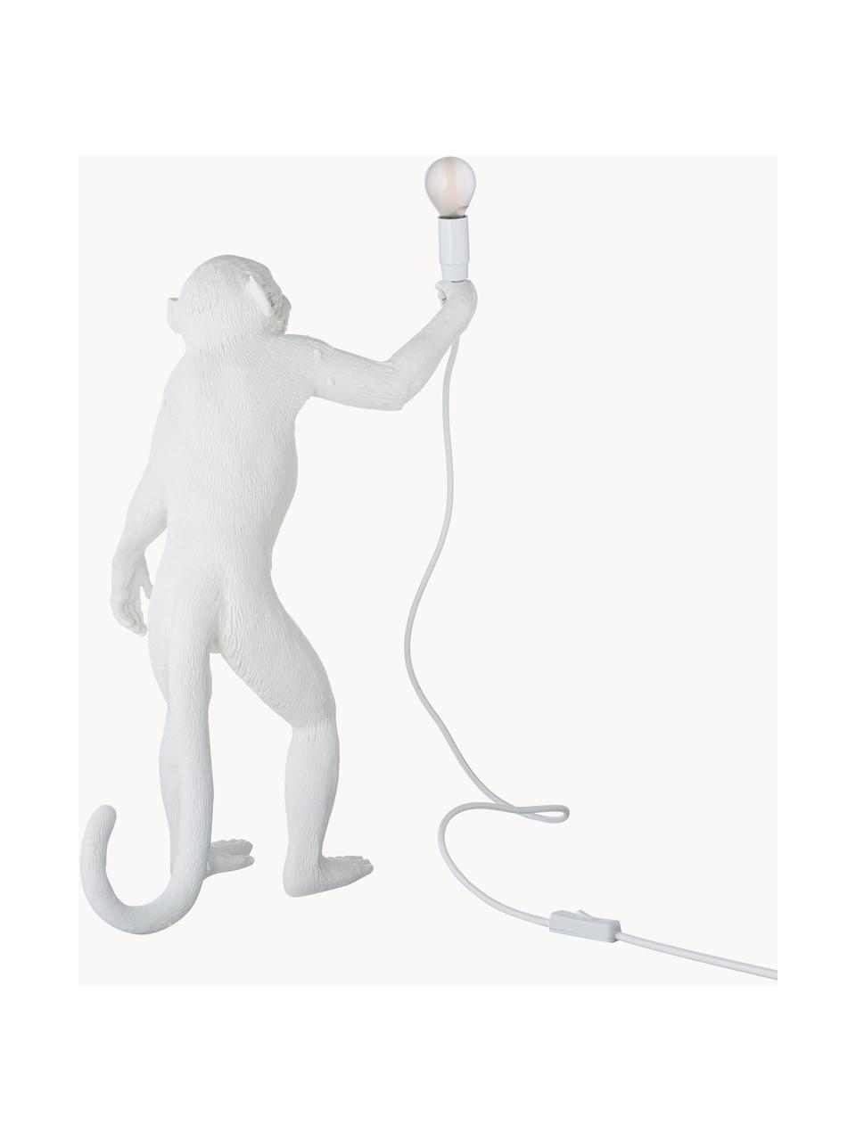 Lámpara de mesa grande de diseño Monkey, Lámpara: resina, Cable: plástico, Blanco, An 46 x Al 54