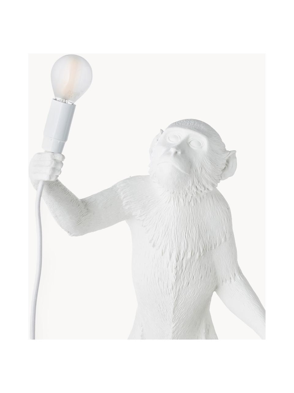 Große Design Tischlampe Monkey, Weiß, B 46 x H 54 cm