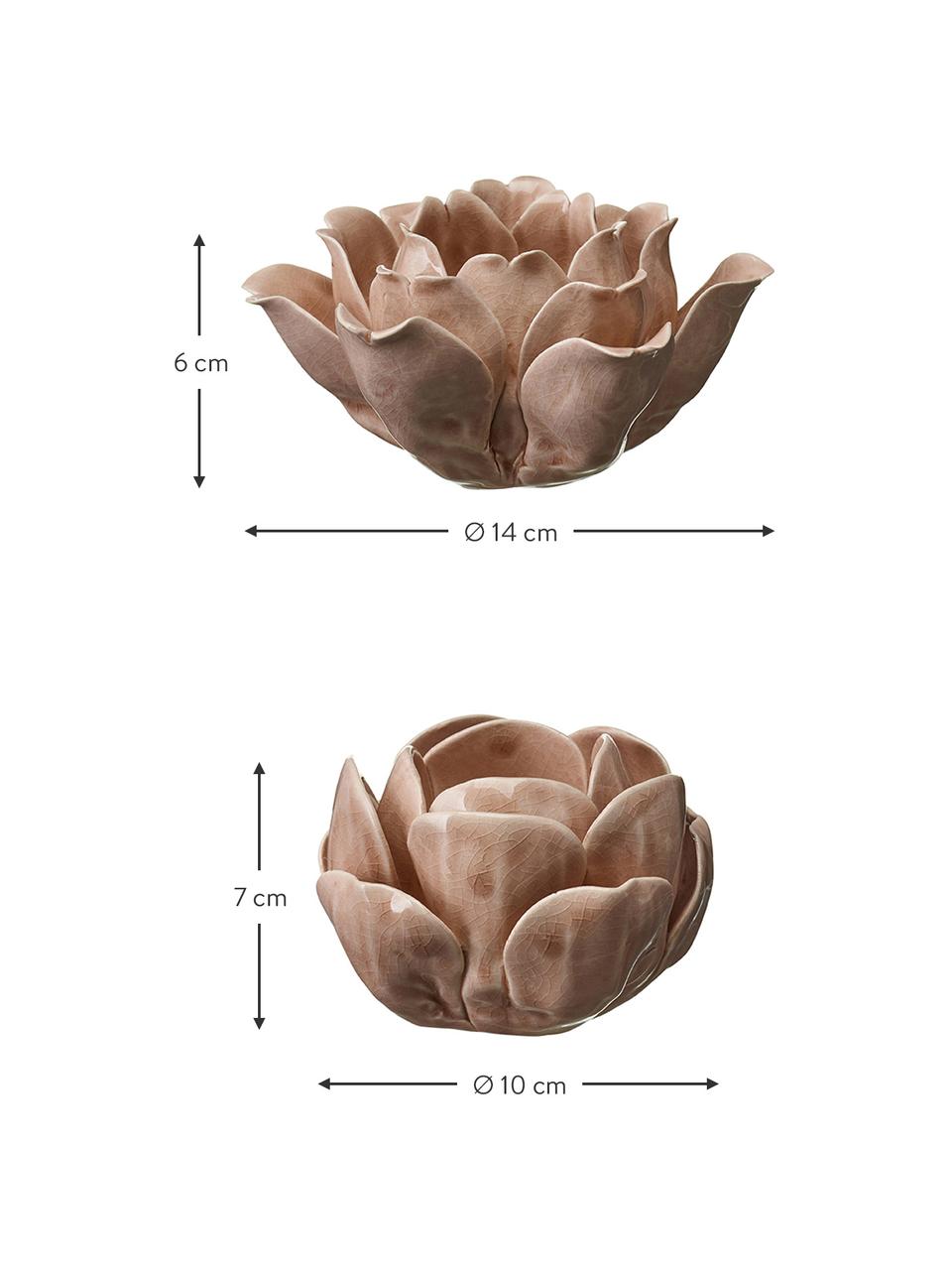 Komplet świeczników Sally, 2 elem., Porcelana lakierowana, Blady różowy, Komplet z różnymi rozmiarami