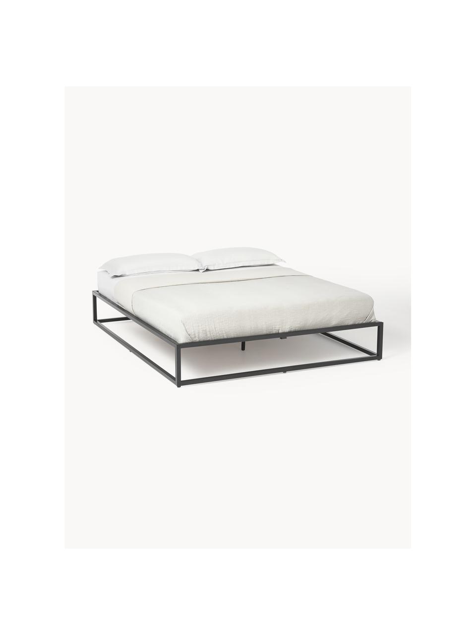 Letto in metallo Neptun, Metallo verniciato a polvere, Nero, Larg. 140 x Lung. 200 cm