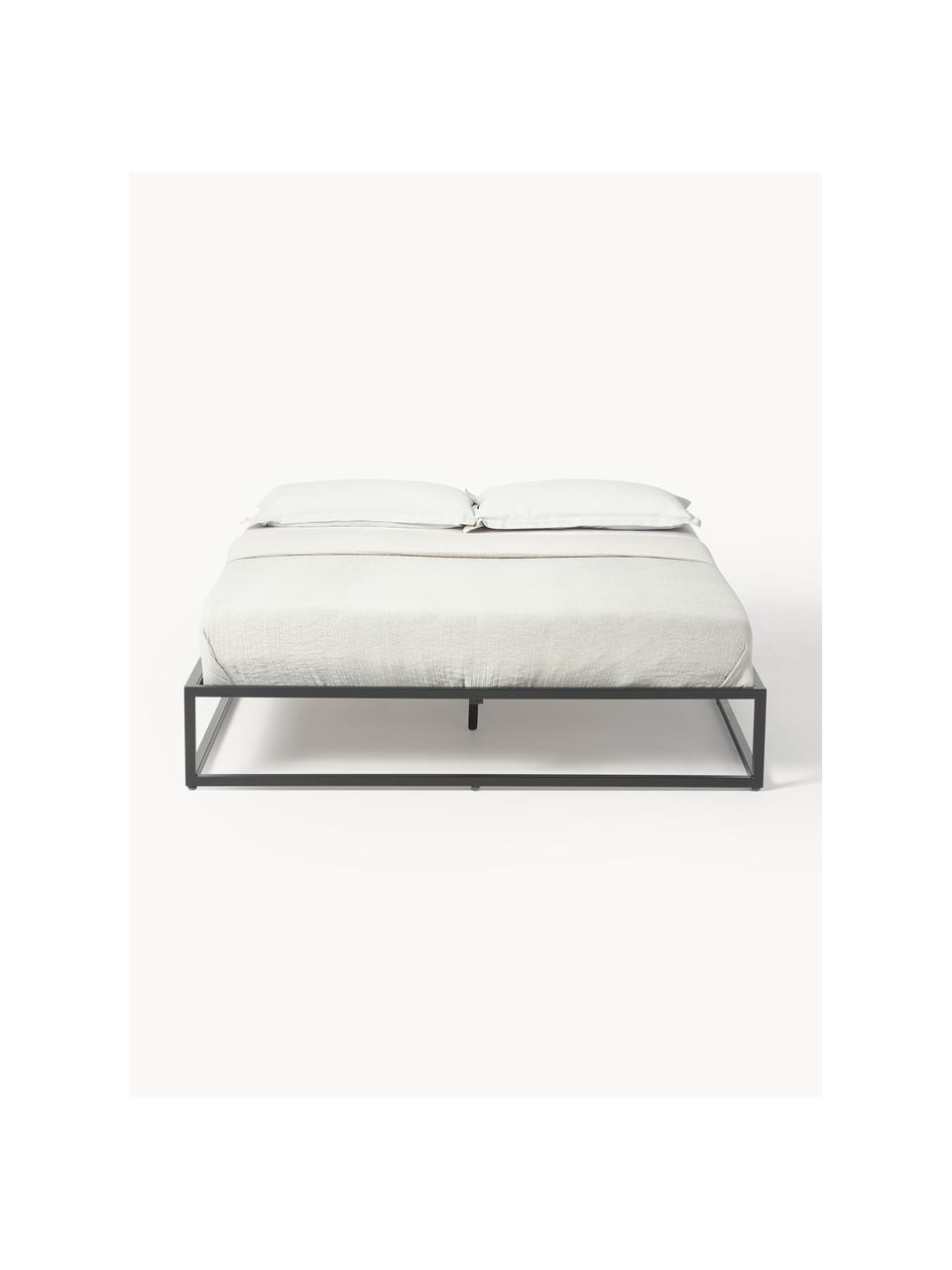 Letto in metallo Neptun, Metallo verniciato a polvere, Nero, Larg. 140 x Lung. 200 cm