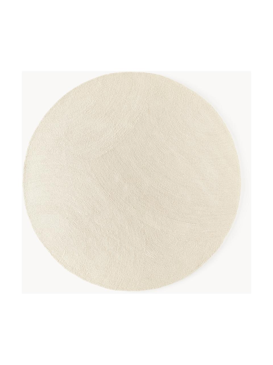 Tapis rond en laine tufté main Eleni, 100 % laine, certifiée RWS

Les tapis en laine peuvent perdre des fibres lors des premières semaines et des peluches peuvent se former, ce phénomène est naturel et diminue à mesure de votre usage et du temps, Blanc cassé, Ø 120 cm (taille S)