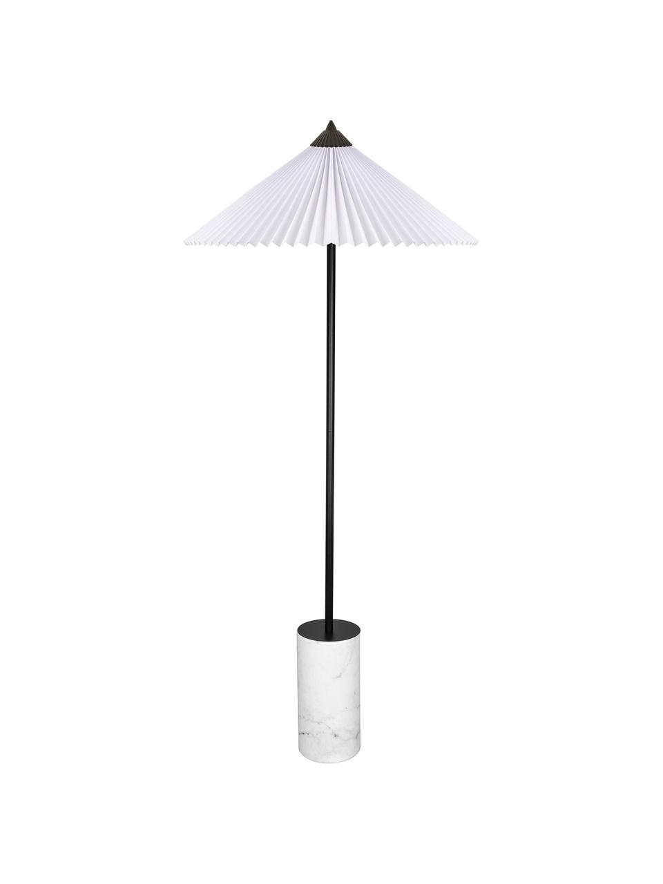 Design vloerlamp Matisse met marmeren voet, Lampenkap: stof, Lampvoet: marmer, Wit, zwart, Ø 60 x H 150 cm