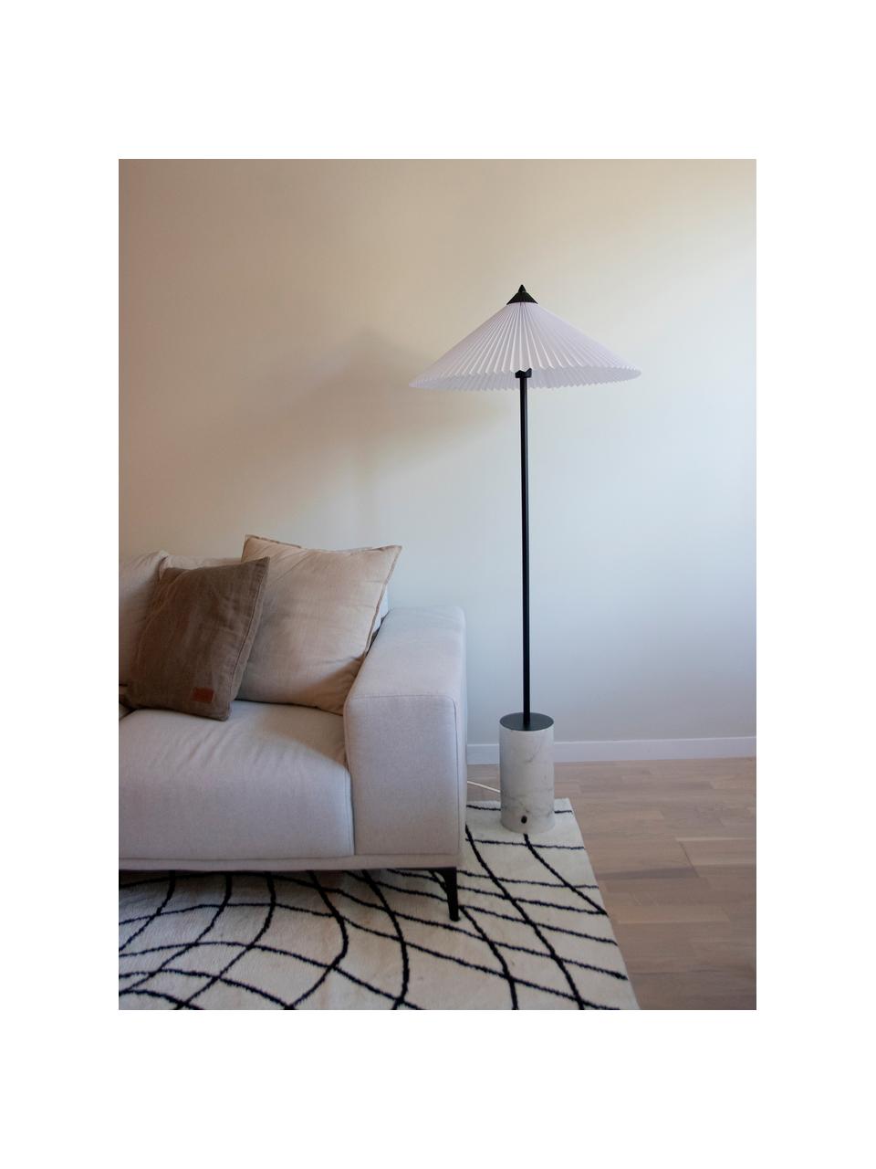 Design vloerlamp Matisse met marmeren voet, Lampenkap: stof, Lampvoet: marmer, Wit, zwart, Ø 60 x H 150 cm