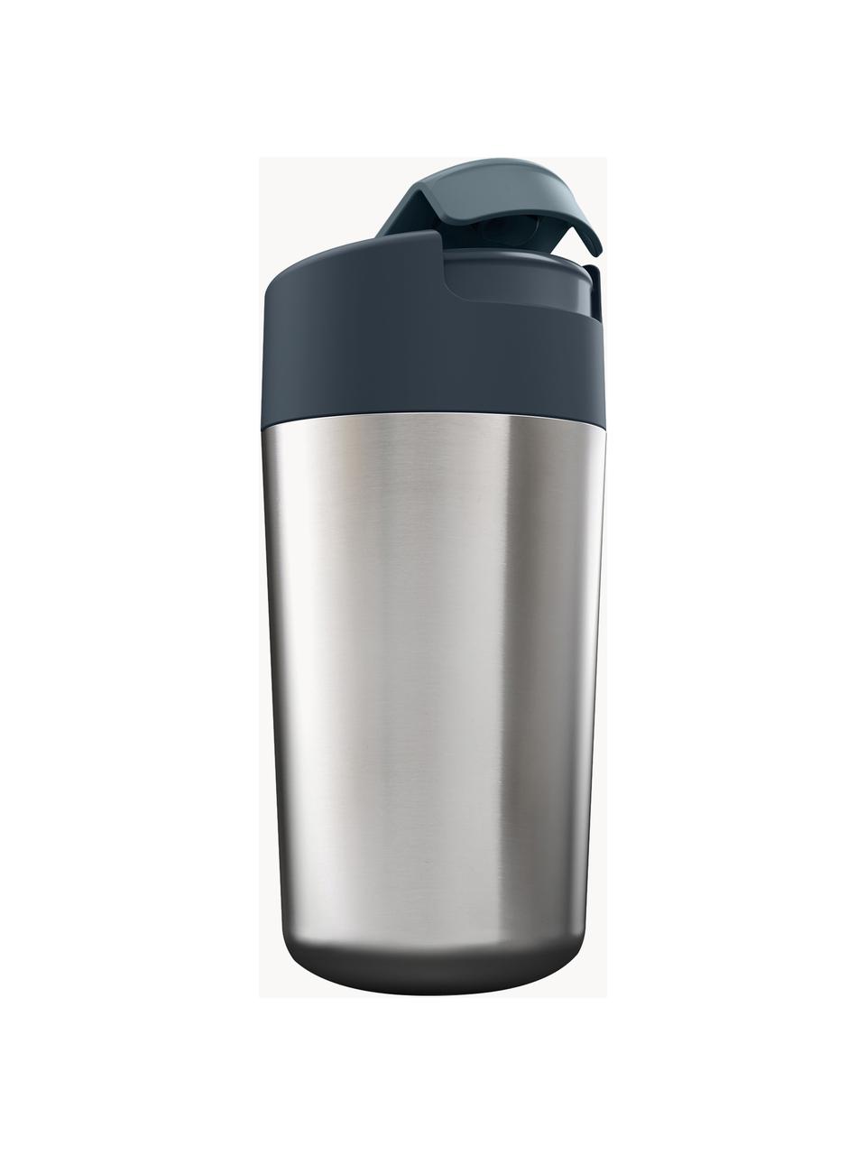 Termo de café Sipp, Recipiente: acero inoxidable, cepilla, Tapa: silicona, plástico, Plateado, gris antracita, Ø 8 x Al 17 cm, 450 ml