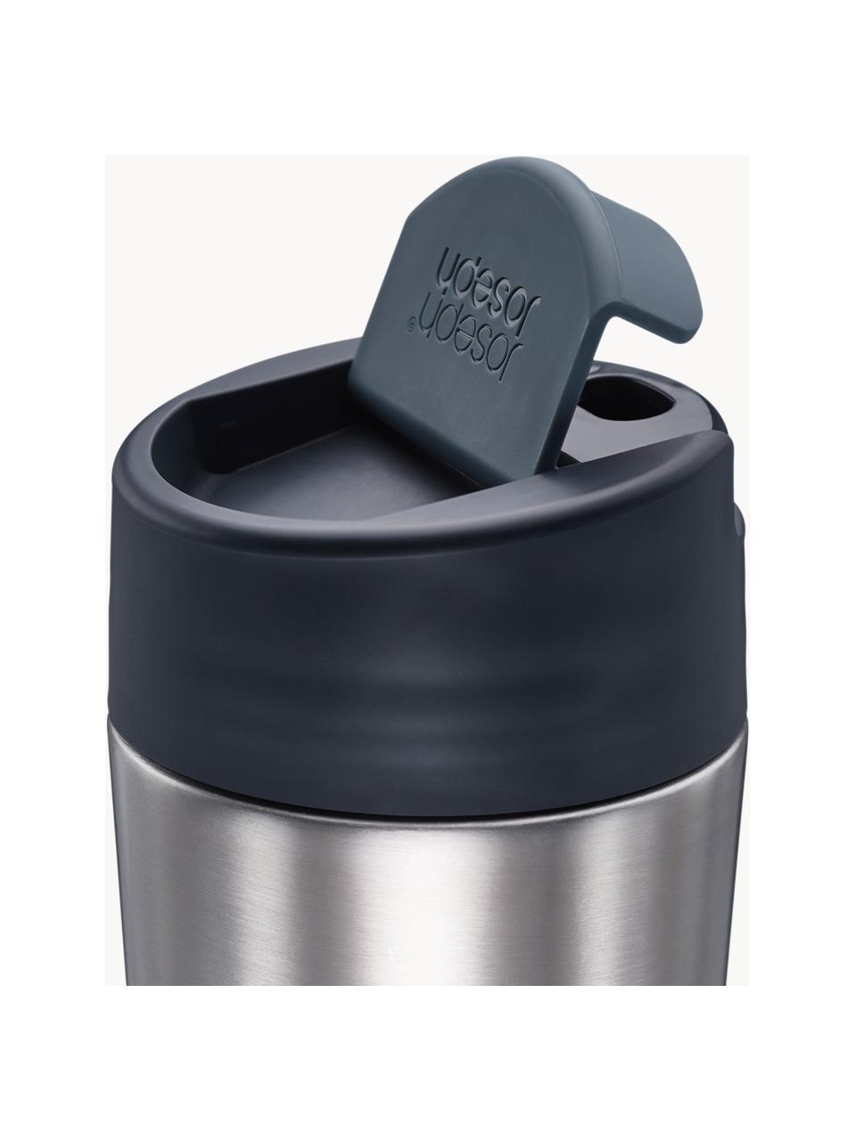 Termo de café Sipp, Recipiente: acero inoxidable, cepilla, Tapa: silicona, plástico, Plateado, gris antracita, Ø 8 x Al 17 cm, 450 ml