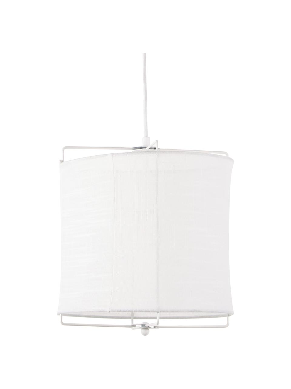 Hanglamp Clouds van linnen in wit, Lampenkap: linnen, Baldakijn: gepoedercoat metaal, Wit, Ø 30  x H 30 cm