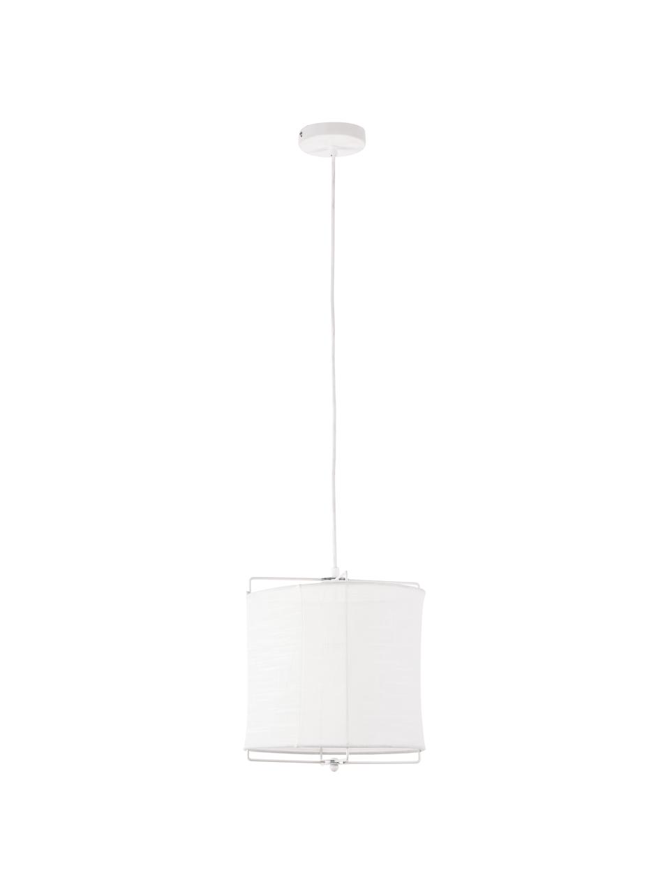 Lampa wisząca z lnu Clouds, Biały, Ø 30 x W 30 cm
