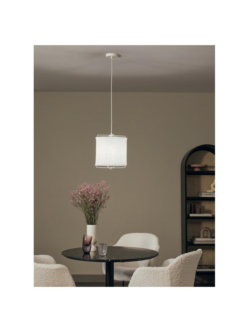 Lampa wisząca z lnu Clouds, Biały, Ø 30 x W 30 cm