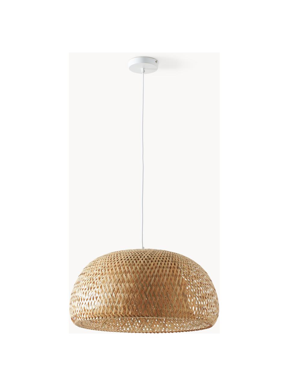 Design hanglamp Eden van bamboehout, Lampenkap: bamboe, Beige, Ø 45 x H 21 cm
