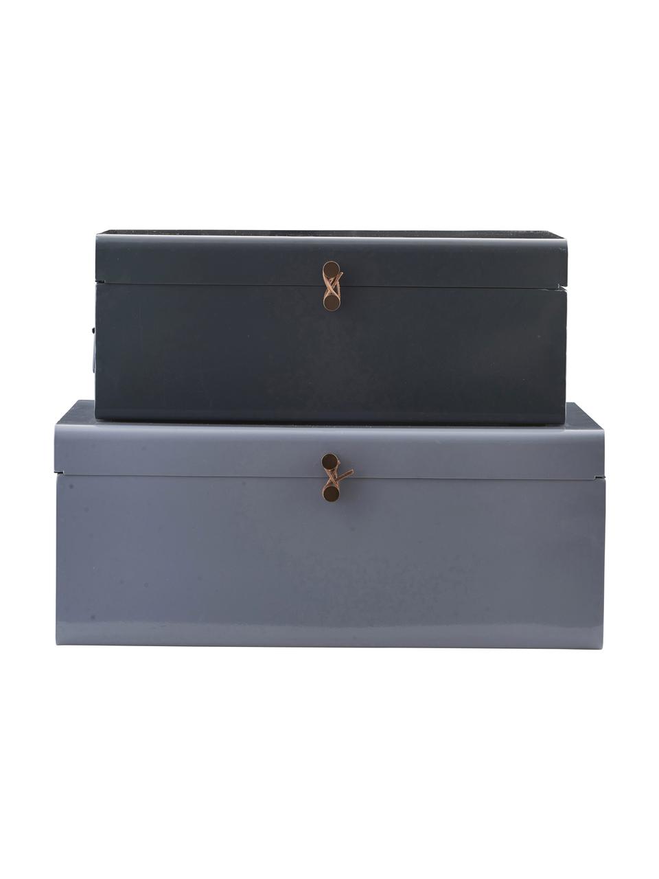 Set 2 scatole portaoggetti Manty, Acciaio rivestito, Blu scuro, blu chiaro, Set in varie misure