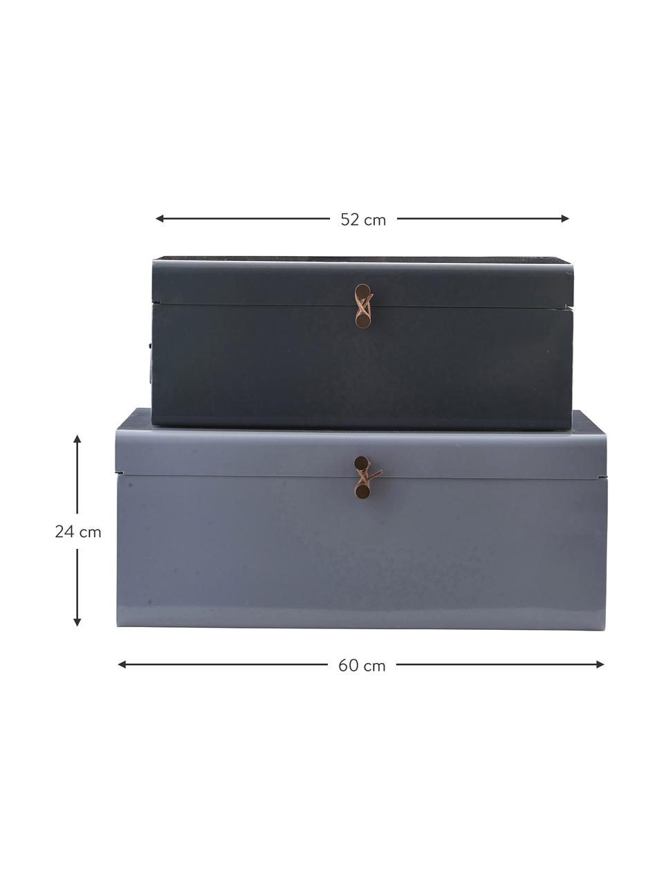 Aufbewahrungsboxen Manty, 2er-Set, Stahl, beschichtet, Dunkelblau, Hellblau, Set mit verschiedenen Größen