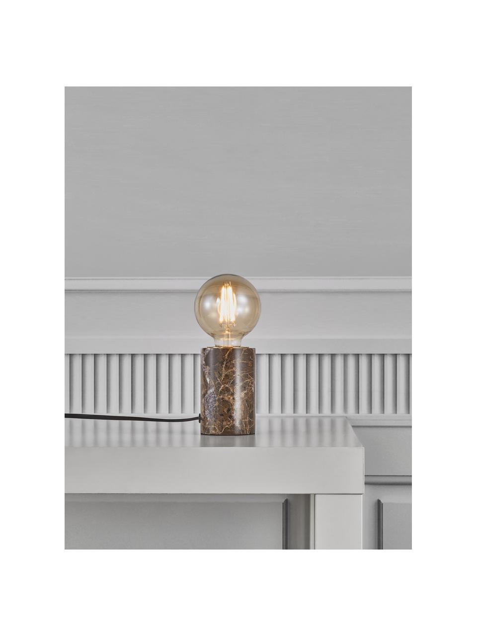 Kleine Tischlampe Siv aus braunem Marmor, Brauner Marmor, Ø 6 x H 10 cm