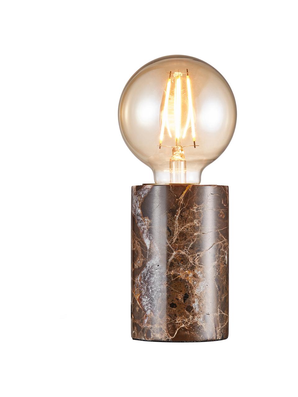 Kleine Tischlampe Siv aus braunem Marmor, Brauner Marmor, Ø 6 x H 10 cm