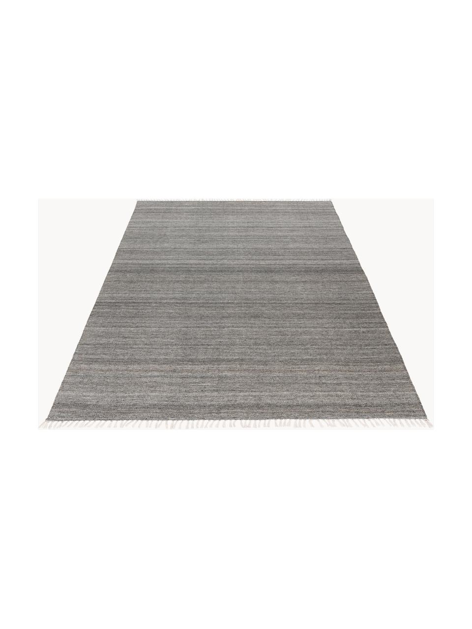 Tappeto da interno-esterno tessuto a mano con frange Nador, 100% polietilene, Grigio scuro, Larg. 80 x Lung. 150 cm (taglia XS)