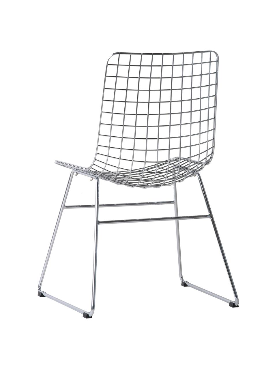 Metalen stoel Wire chroomkleurig, Verchroomd metaal, Chroomkleurig, B 47 x D 54 cm